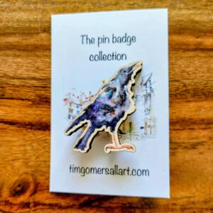 Crow - Wooden Pin Badge